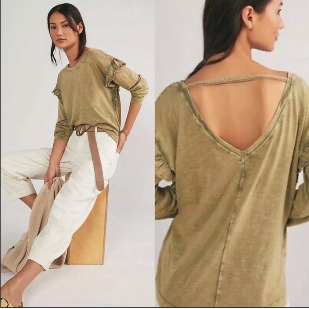 Anthropologie Pilcro Ruffled Open Back Top